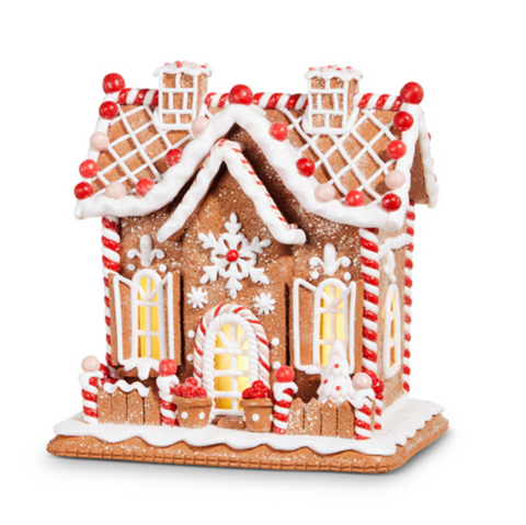 9" Lighted Gingerbread House