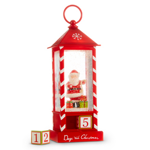 Santa Checking List Lighted Water Advent Lantern