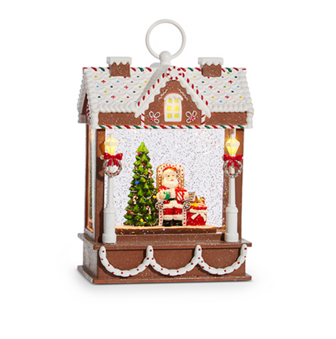 Santa Musical Lighted Water Gingerbread House