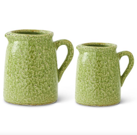 Green Crackle Glazed Terracotta Pitchers