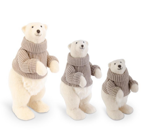 Fur Polar Bears w/ Taupe Sweaters