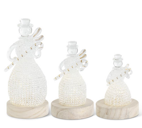 LED Spun Glass Snowmen (3 Sizes)