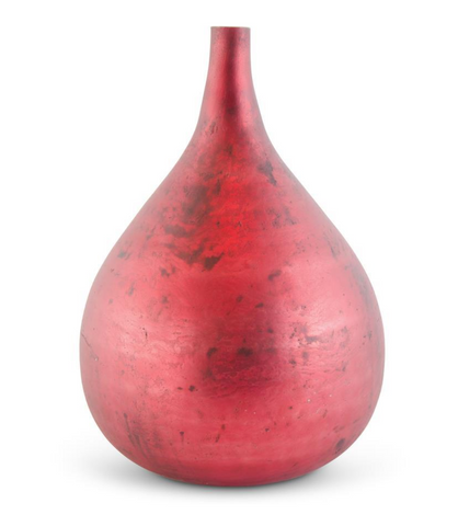 19" Red Matte Glass Vase
