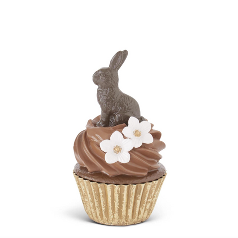 6.25" Resin Chocolate Bunny Cupcake Container