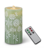 Water LED Flower Embossed Pillar Candles w/Timer