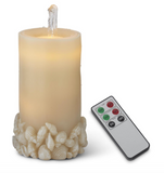 Water LED Seashell Embossed Pillar Candles