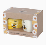 Queen Bee Ceramic Mug and Coaster Set