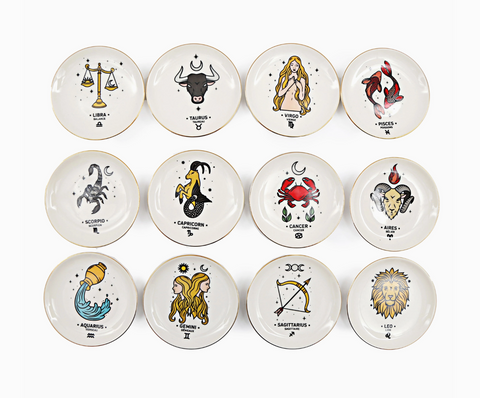 10cm Porcelain Zodiac Trinket Dish (Multiple Variants)