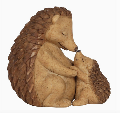 Happy Hoglet Mother and Baby Hedgehog Ornament Figurine