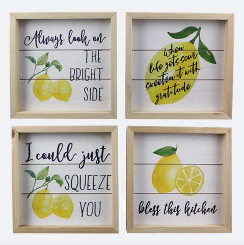 Wood Framed Lemon Tabletop/Wall Sign (4 Variants)