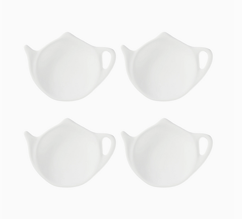 4-Piece White Melamine Tea Bag Holders