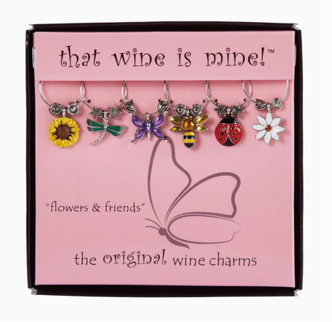 "Flowers and Friends" Painted Wine Charms