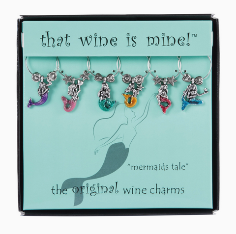 "Mermaid's Tale" Painted Wine Charms