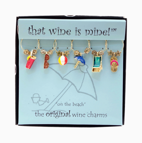 "On the Beach" Painted Wine Charms