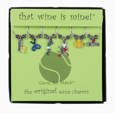 "Game Set Match" Painted Wine Charms