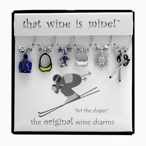 "Hit the Slopes" Painted Wine Charms