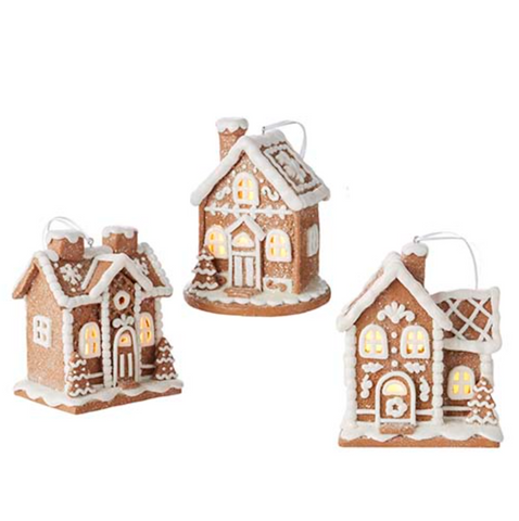 Lighted Gingerbread House Ornament (3 Variants)