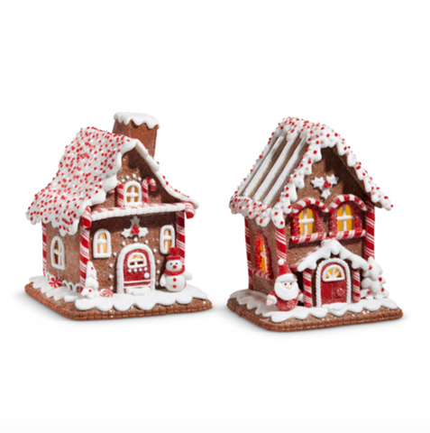 Lighted Peppermint Gingerbread House (2 Variants)