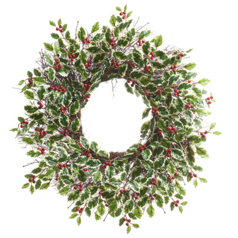 Variegated Holly and Berry Wreath