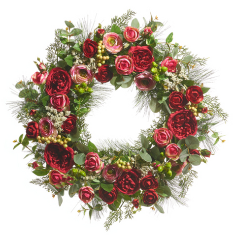 Rose Mixed Greenery Wreath