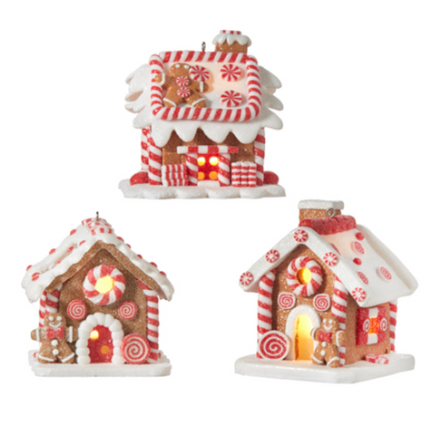 Lighted Gingerbread House Ornament (3 Variants)