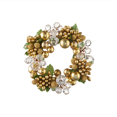 Beaded Berry and Crystal Candle Ring