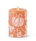 Orange Pumpkin Embossed Wax Indoor Pillar