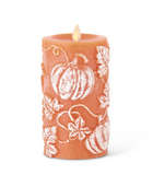 Orange Pumpkin Embossed Wax Indoor Pillar