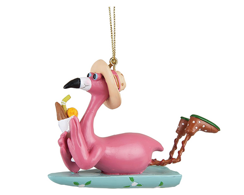Surfboard Flamingo Ornament