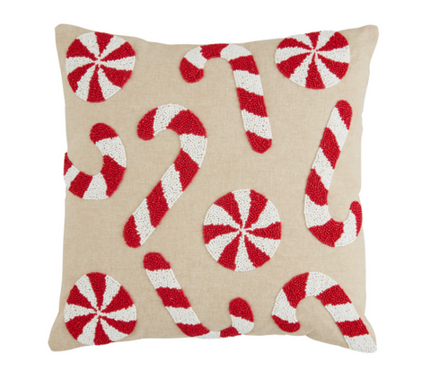 Candy Cane Beaded Pillow