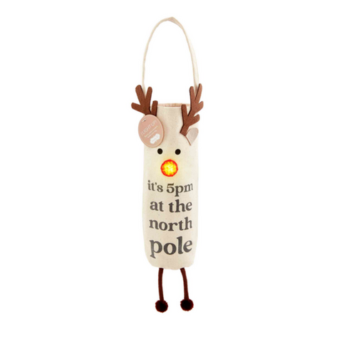 Reindeer Light Up Christmas Wine Bag