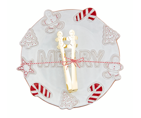 Merry Cookie Platter & Tong set