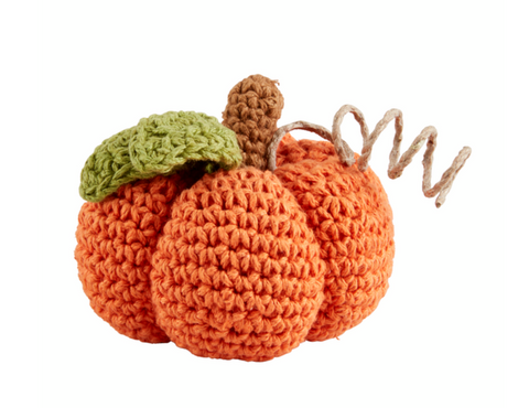 Orange Double Leaf Crochet Pumpkin