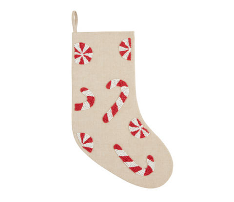 Candy Cane Beaded Stocking