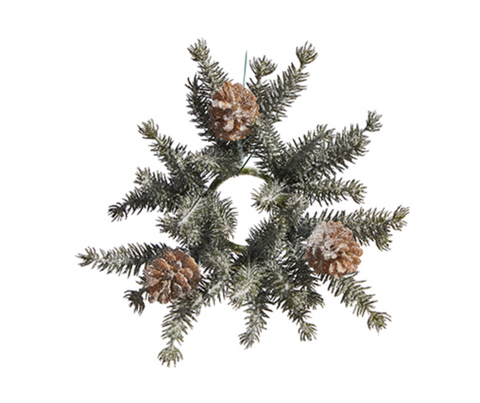 4.5" Iced Pine Mini Wreath-Candle Ring