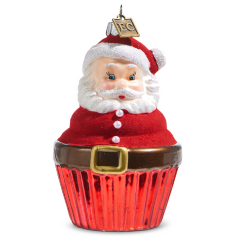 EC 4" Santa Cupcake Ornament
