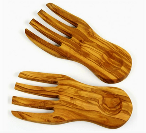 Berard Olive Wood Salad Server Hands