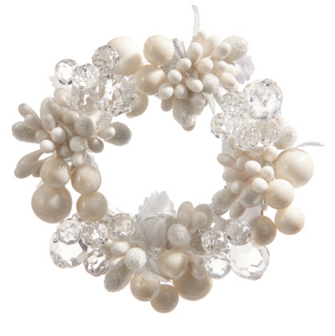 4.5" Beaded Berry and Crystal Candle Ring
