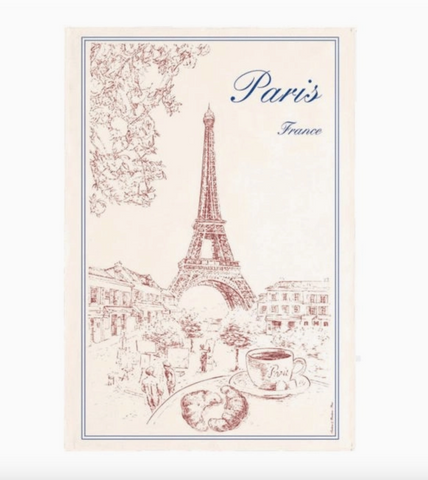 Eiffel Tower Café Croissant Tea Towel
