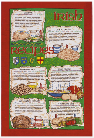 Irish Recipes Cotton Tea Towel
