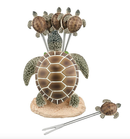 Sea Turtle Cocktail Pick with Holder