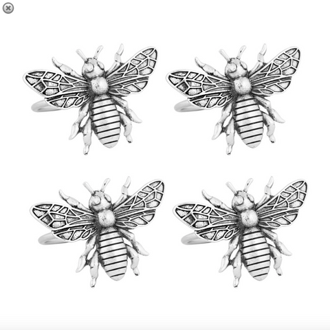 4-Piece Bee Zinc Napkin Rings