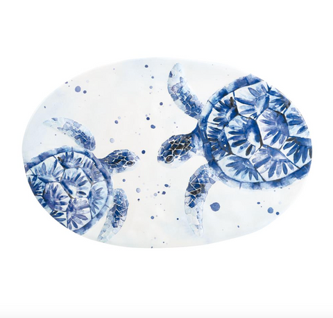 Indigo Sea Turtle 17" Melamine Platter
