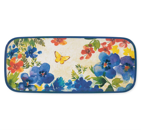 Butterfly Floral 15" Melamine Rectangle Tray