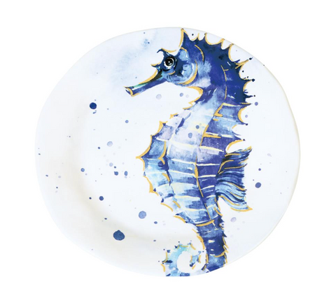 Indigo Seahorse 9" Melamine Plate