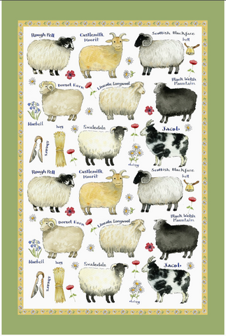 Sheep Breeds Cotton Tea Towel