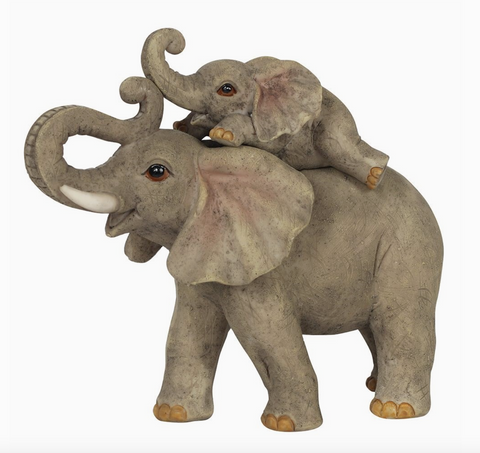 Elephant Mother and Baby Ornament Figurine