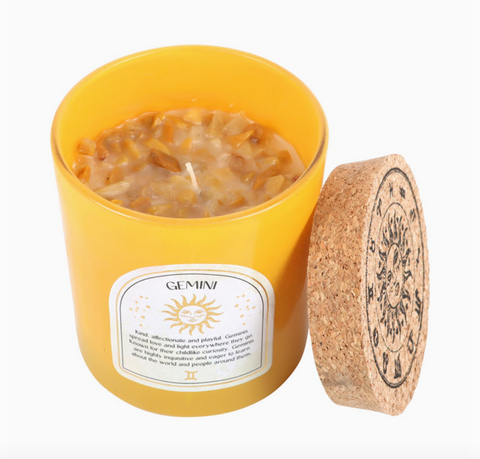 Gemini Lavender & Cedarwood Zodiac Crystal Candle