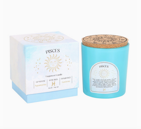 Pisces Gardenia Zodiac Crystal Candle
