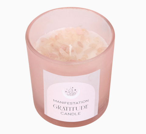 Gratitude Wild Rose Crystal Chip Candle
